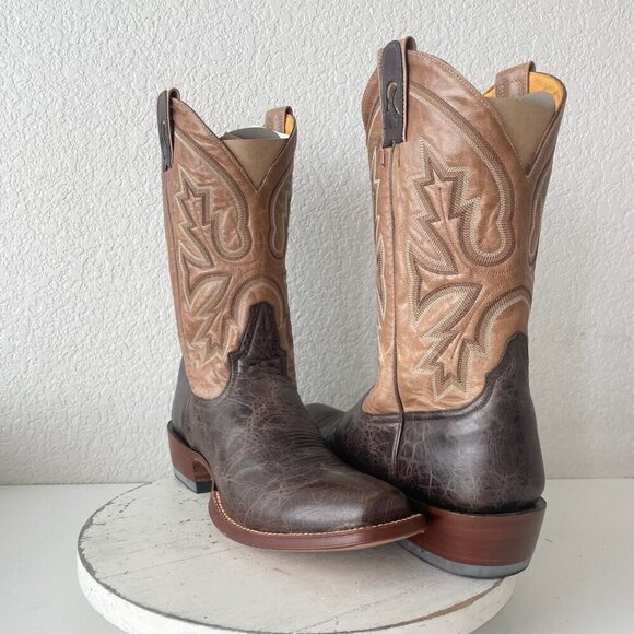 Rod Patrick Mens Cowboy Boots 13.5AAA Antique Mocha Bison Brown Western Blunt - Picture 12 of 12